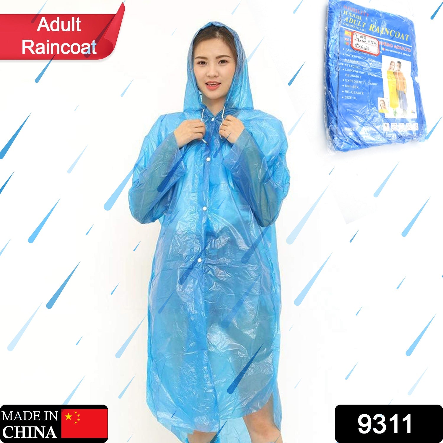 9311 Portable Adult Rain Coat, Raincoat Waterproof Button Cardigan Portable Raincoat Adult Outdoor Traveling Plastic Material Raincoat/Rain wear/Rain Suit for Outdoor Accessory (1pc) 9311 Portable Adult Rain Coat, Raincoat Waterproof Button Cardigan Portable Raincoat Adult Outdoor Traveling Plastic Material Raincoat/Rain wear/Rain Suit for Outdoor Accessory (1pc)